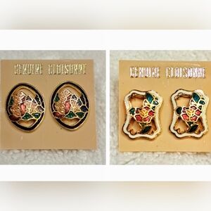 2 Pair Of Genuine Cloisonne Post Earrings